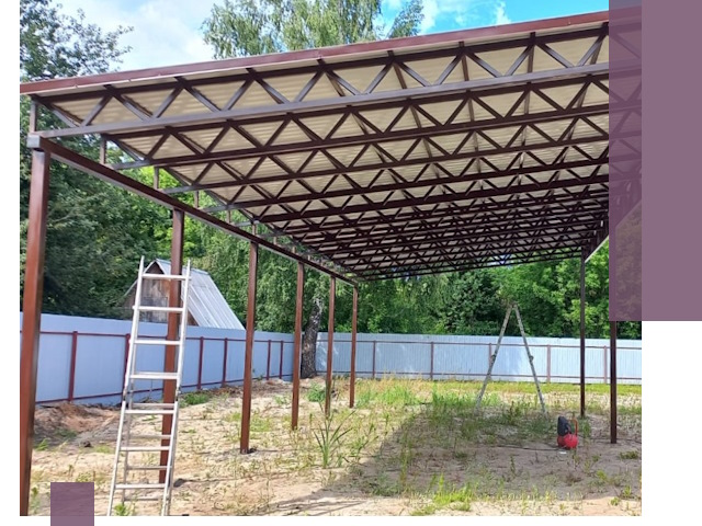 Односкатные навесы под ключ в Холмске — изготовление и монтаж