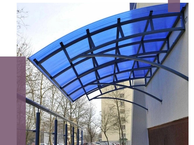 Козырьки из поликарбоната в Холмске от 4314 руб. под ключ | ПРОЛЁТ-Хлм