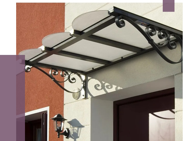 Односкатные козырьки в Холмске от 8422 руб.  | ПРОЛЁТ-Хлм