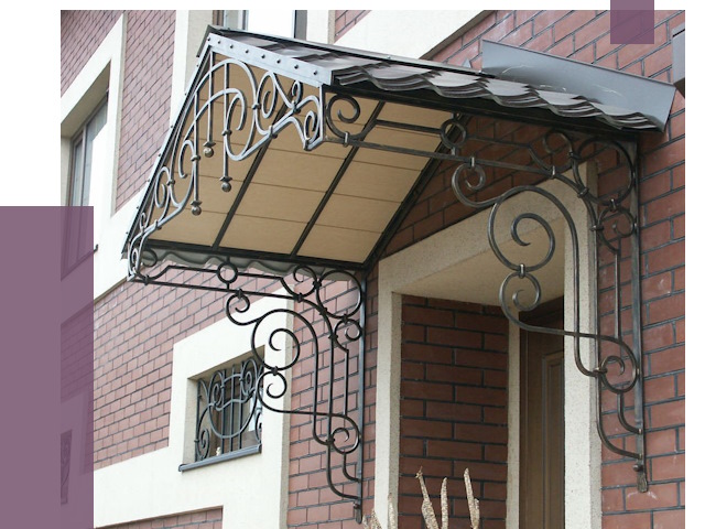 Двускатные козырьки в Холмске под ключ от 12839 руб.