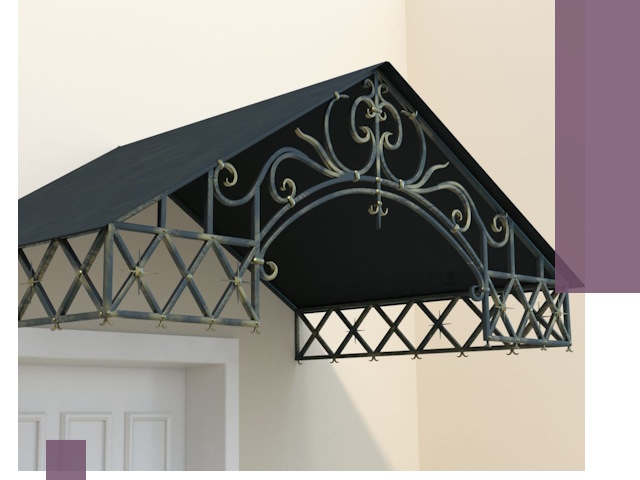 Двускатные металлические козырьки под ключ в Холмске